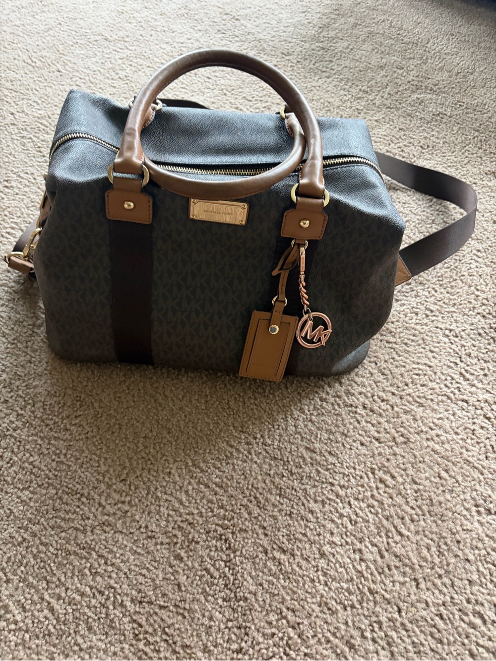 Michael Kors Small Brown Logo-Print Duffel Bag